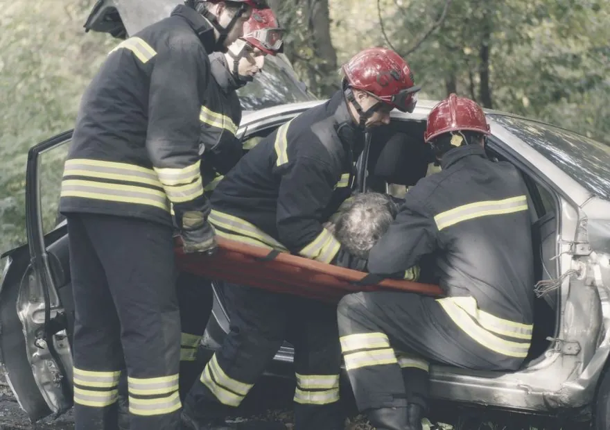 Emergency crews responding to a collision